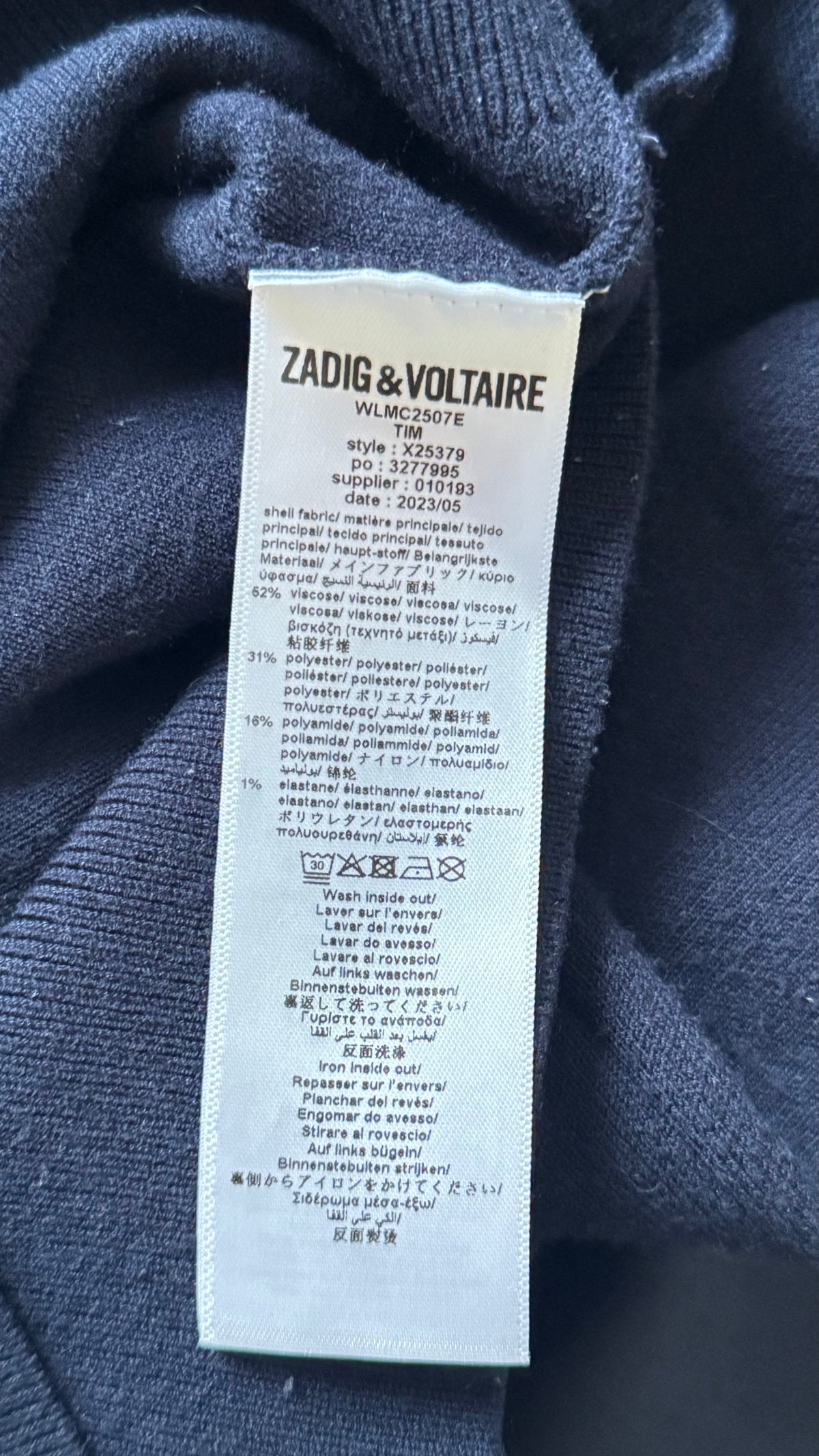Demi-zip marine Zadig & Voltaire - S