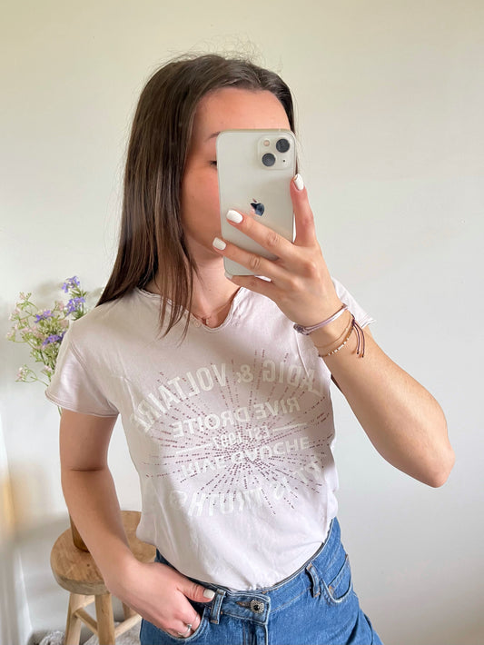 T-shirt col V rose pastel Zadig & Voltaire - S