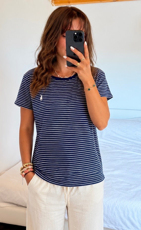 T-shirt rayé bleu marine Ralph Lauren - S