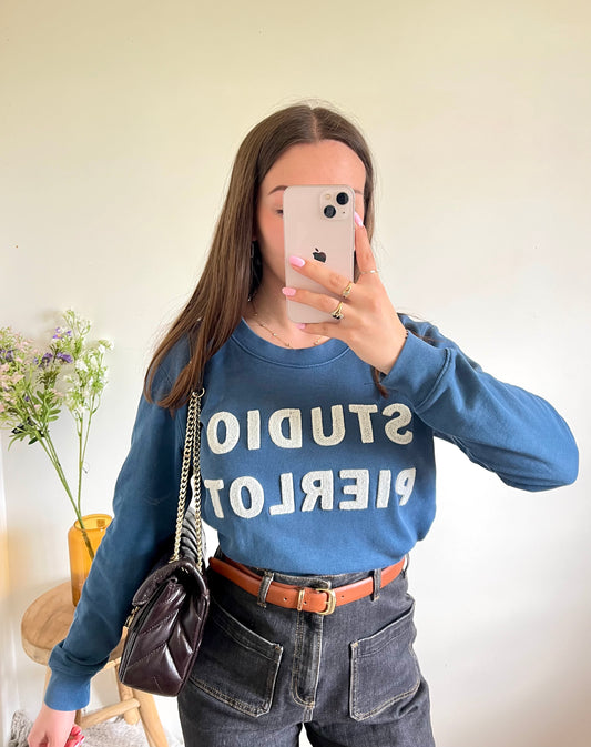 Pull col rond bleu Claudie Pierlot -  S