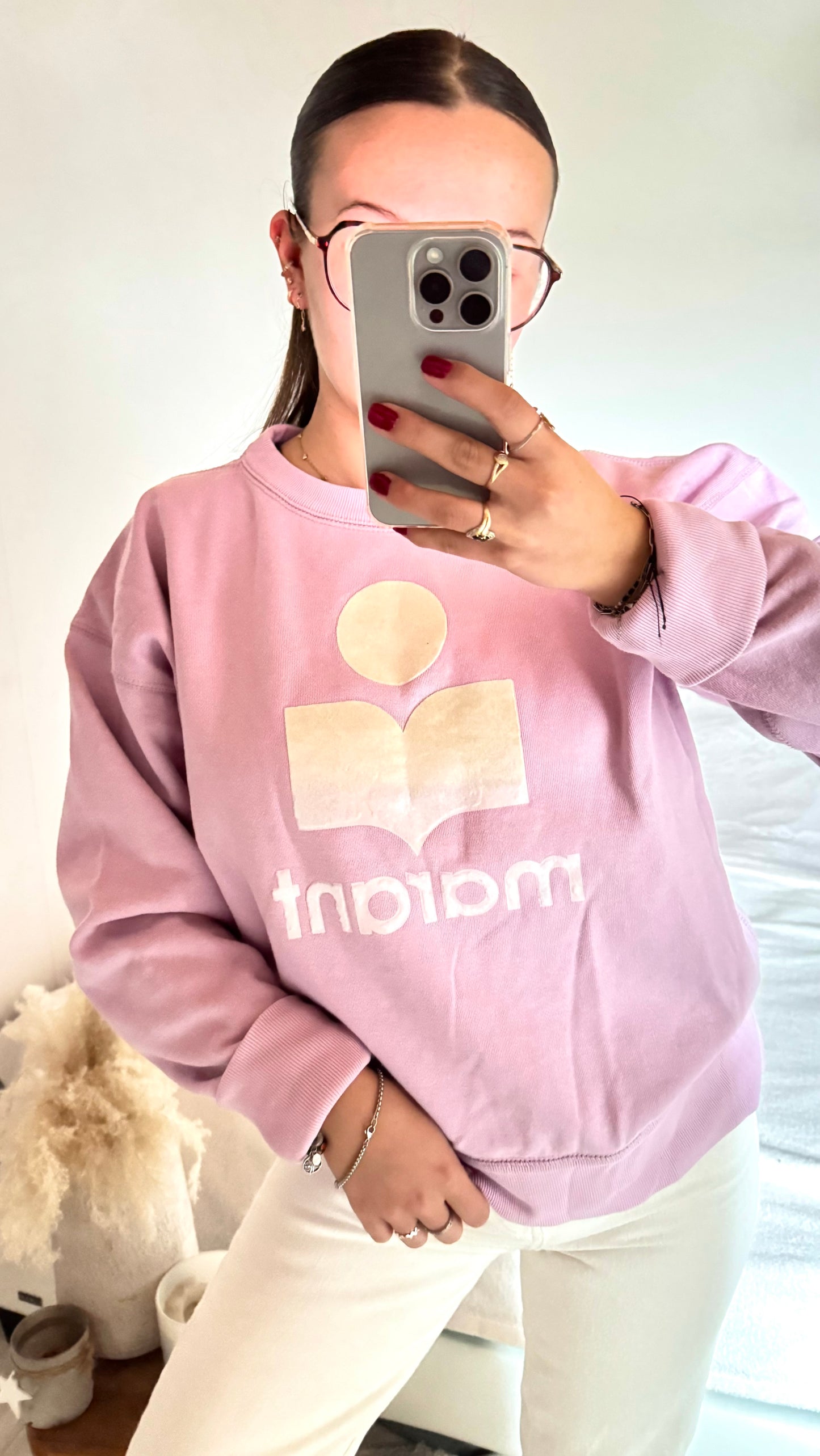 Pull col rond rose Isabel Marant - M