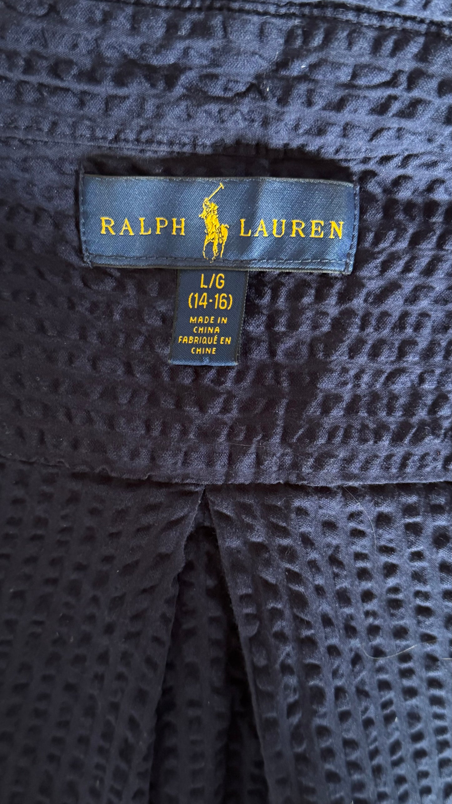 Chemise gaufrée manche courte marine Ralph Lauren - S