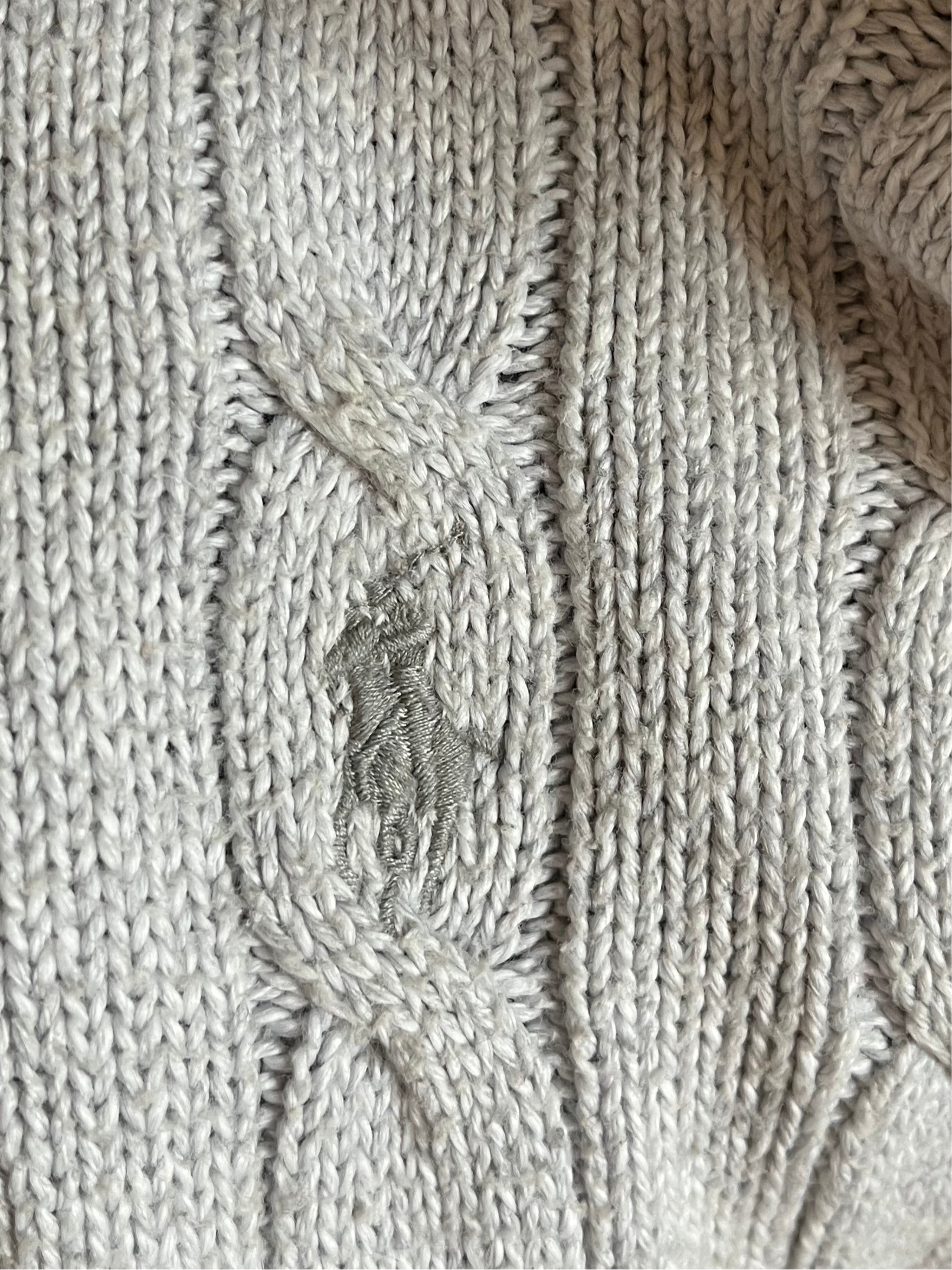 Pull demi-zip torsadé gris clair Ralph Lauren - S.