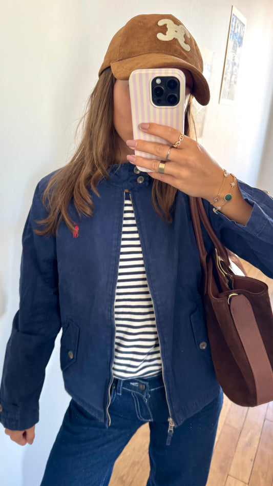 Veste vintage toile de coton marine Ralph Lauren - S