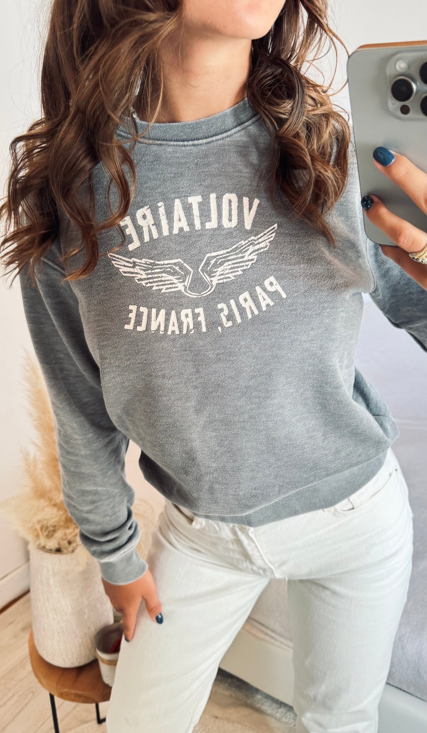 Sweat col rond gris chiné Zadig & Voltaire - XS