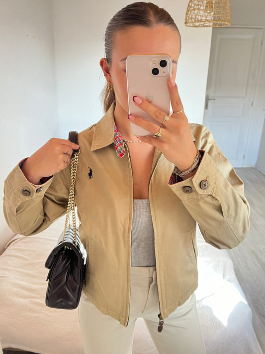 Veste en toile de coton beige - XS