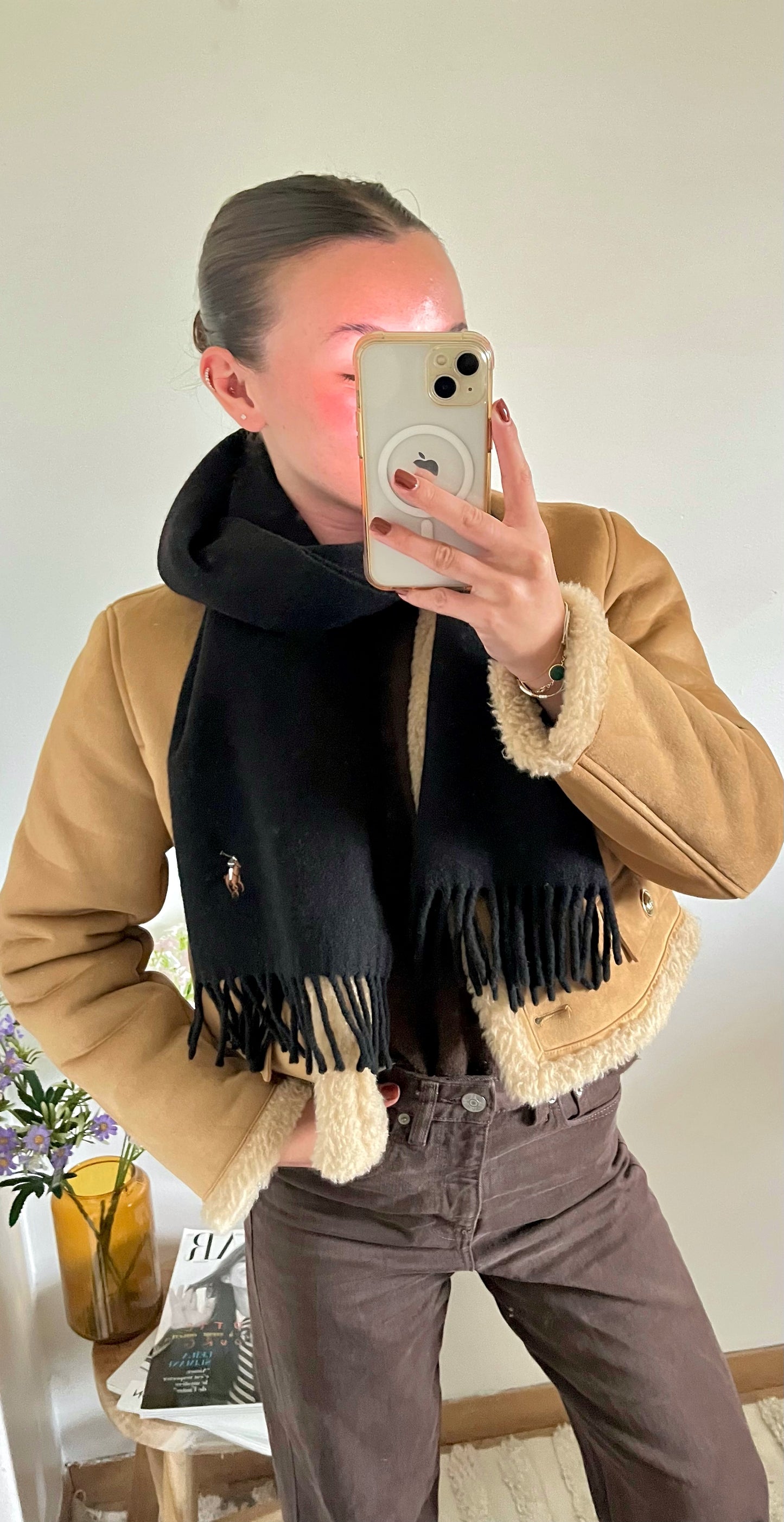 Écharpe en laine noir Ralph Lauren