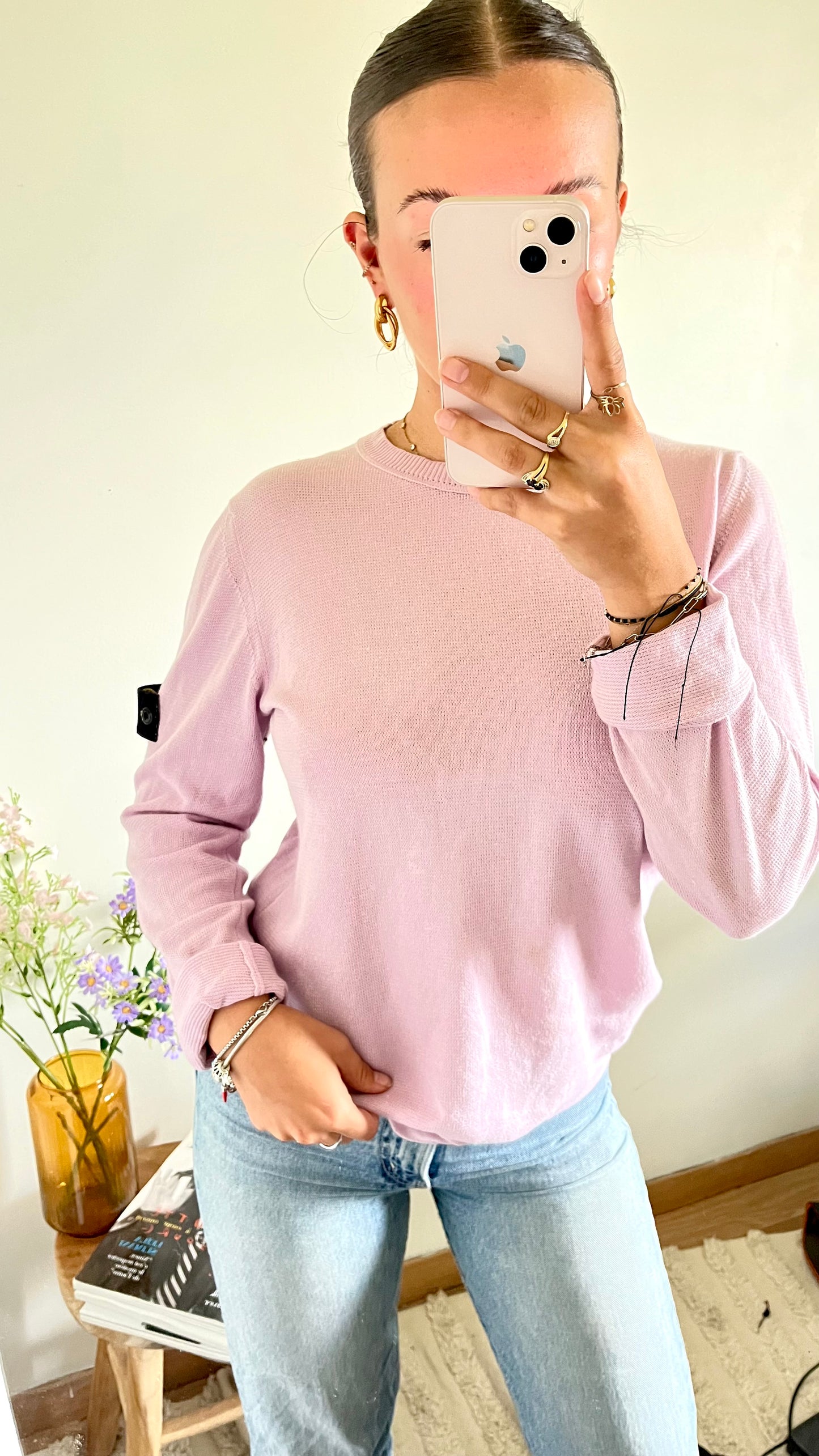 Pull rose col rond Stone Island - S