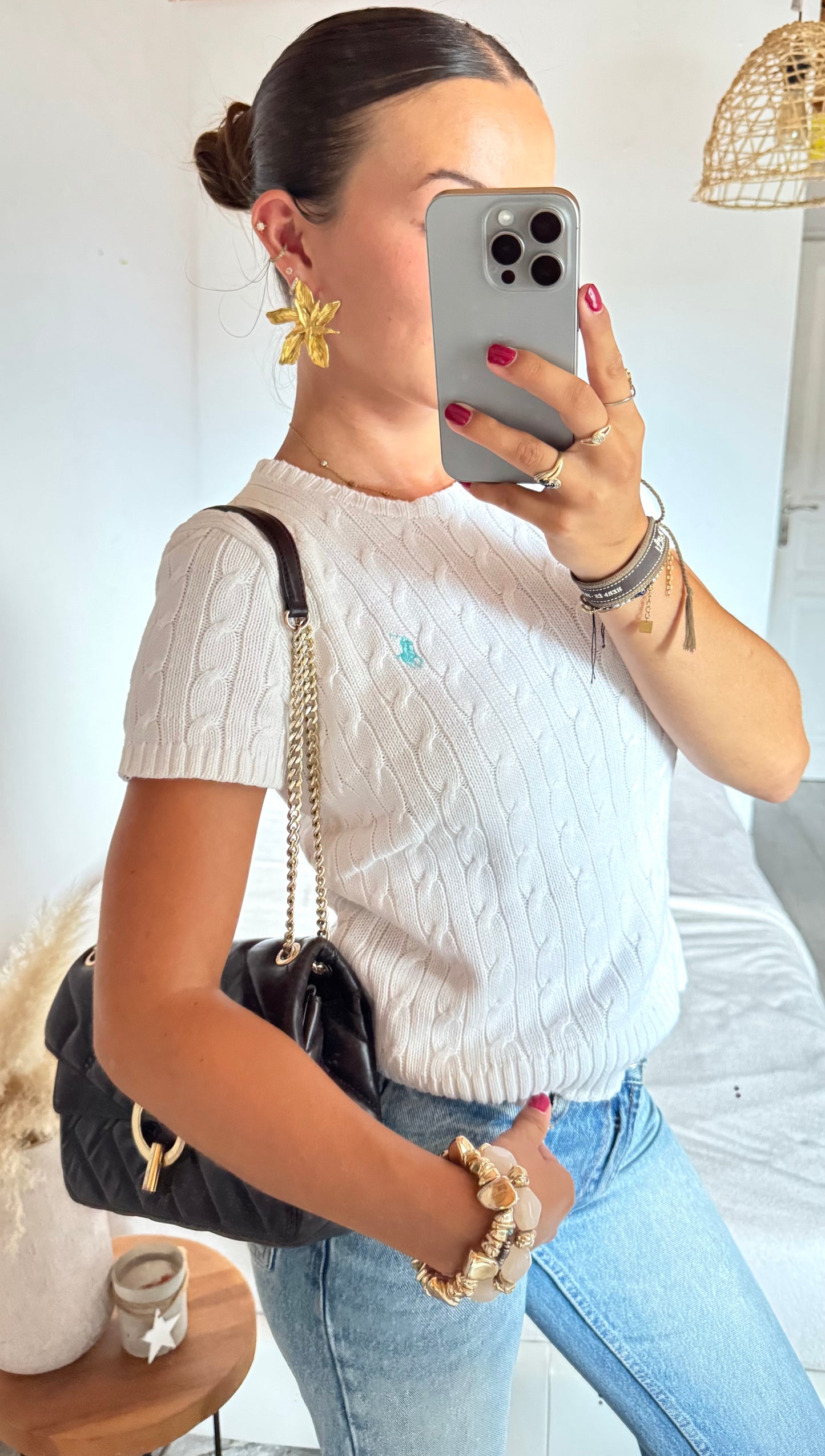 T-shirt torsadé blanc Ralph Lauren - M