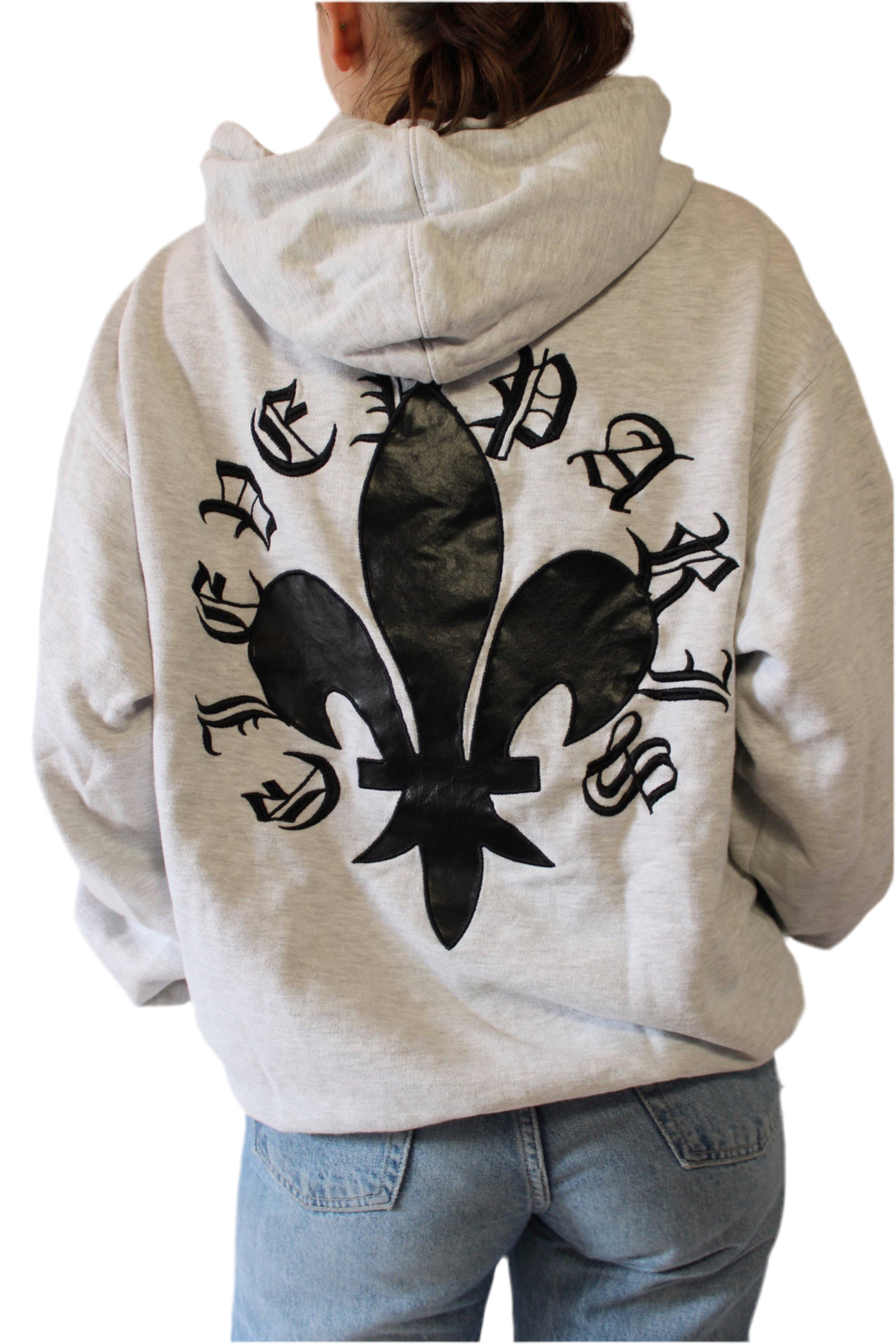 Sweat à capuche gris inscriptions dos Eleven Paris - S