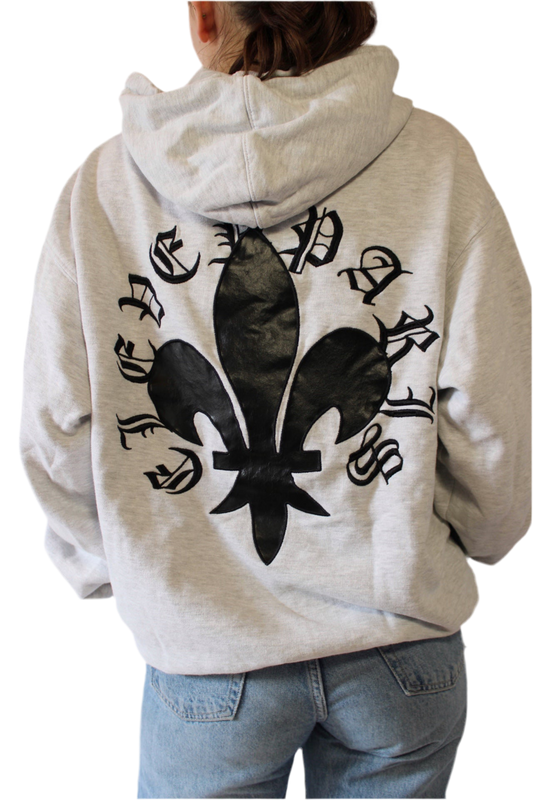Sweat à capuche gris inscriptions dos Eleven Paris - S