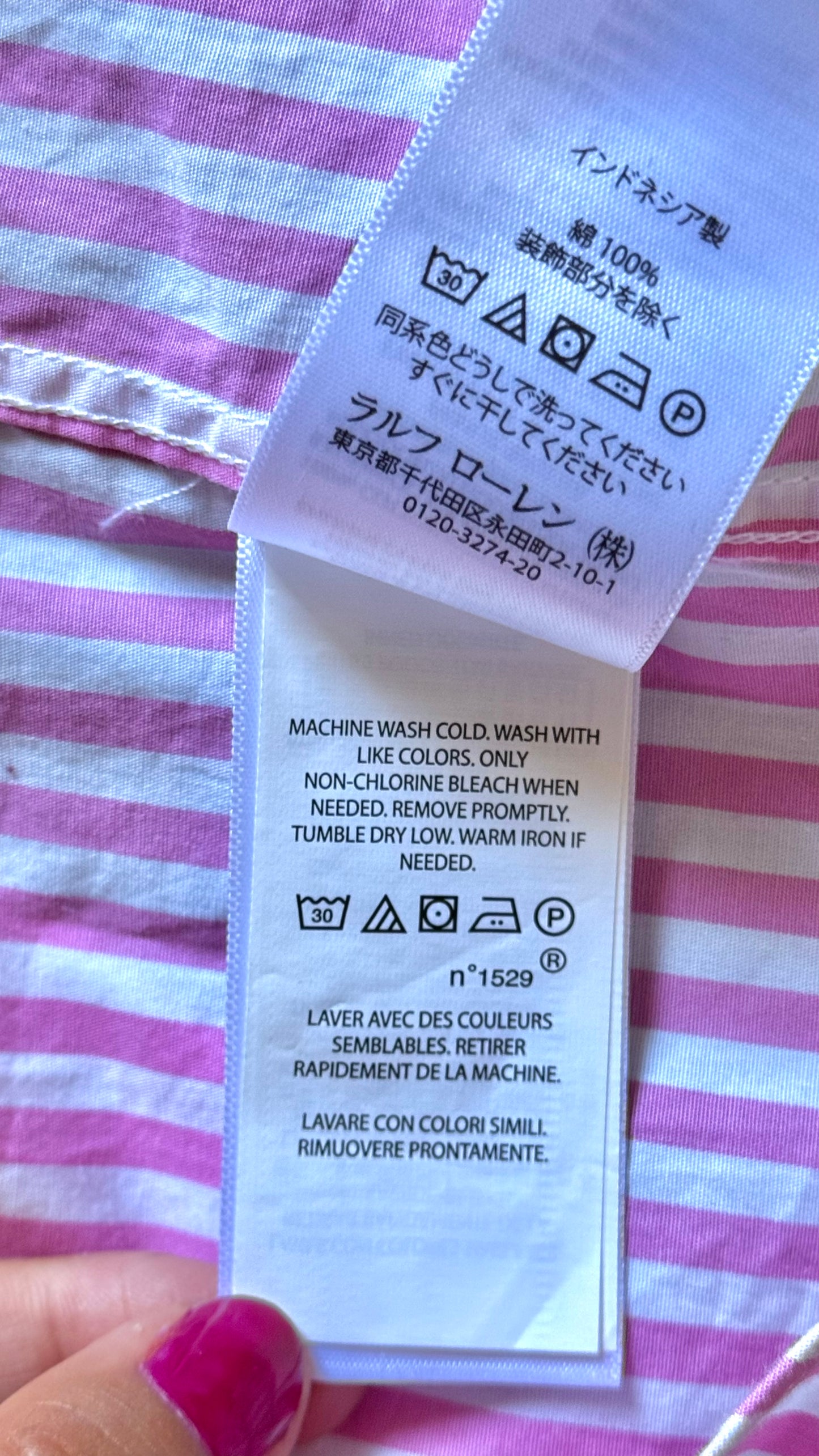 Chemise rayée rose Ralph Lauren - S/M