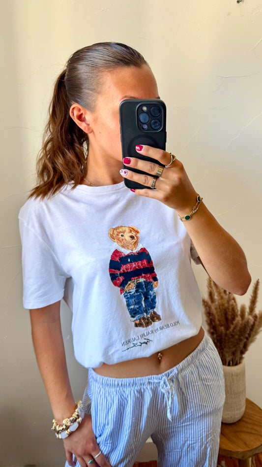 T-shirt nounours blanc Ralph Lauren - S homme / M-L femme