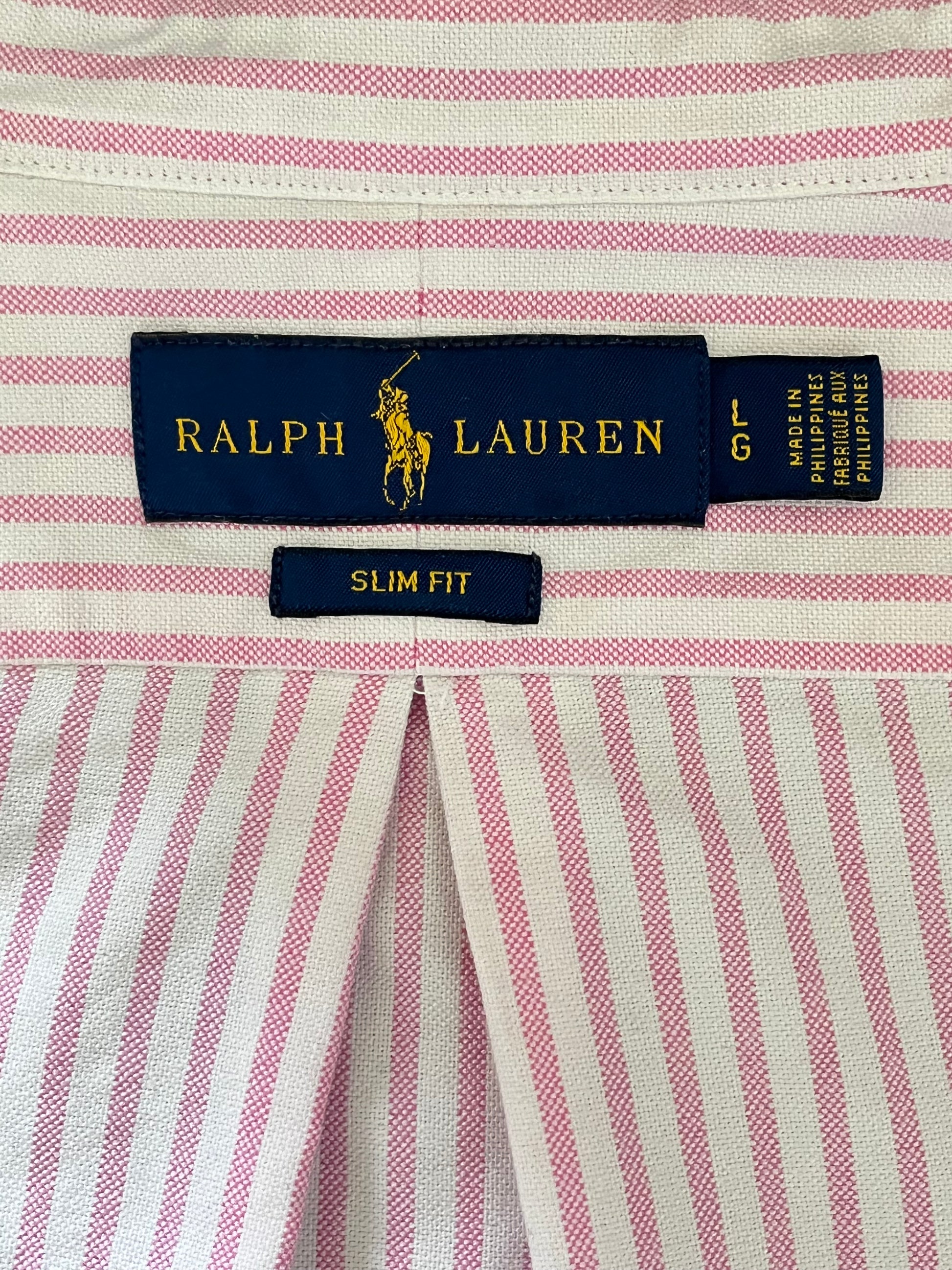 Chemise rayée rose Ralph Lauren - L homme / XL femme.