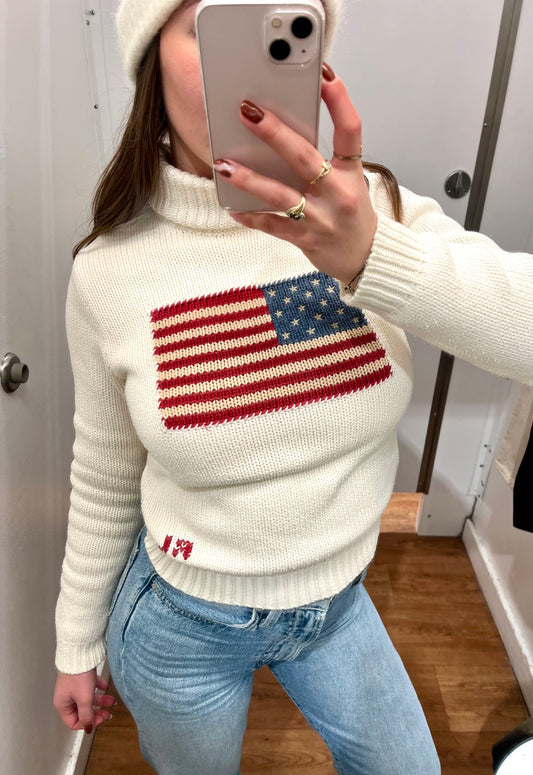 Pull blanc American Flag Ralph Lauren - S