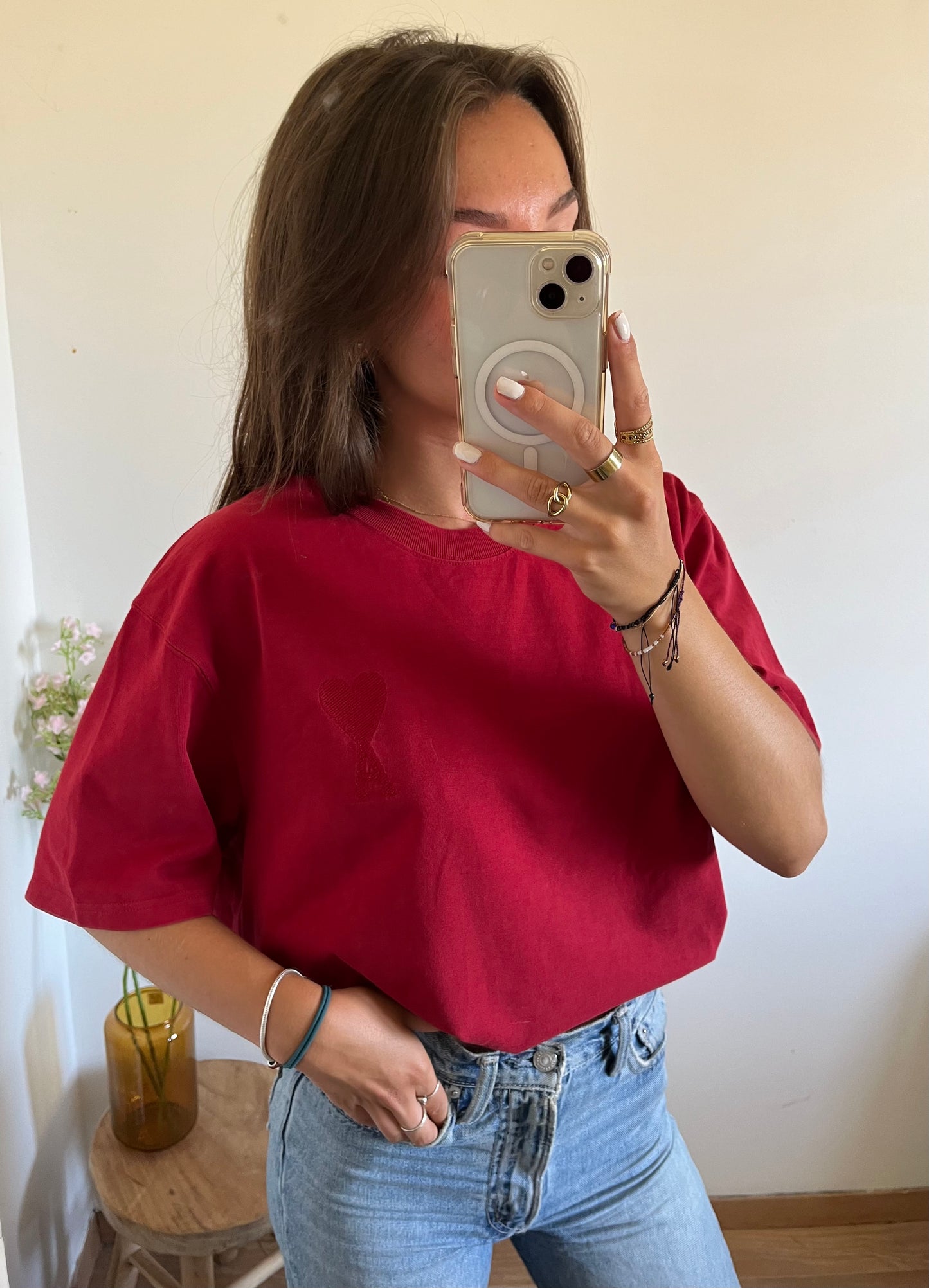 T-shirt rouge foncé Ami Paris - S homme / L femme