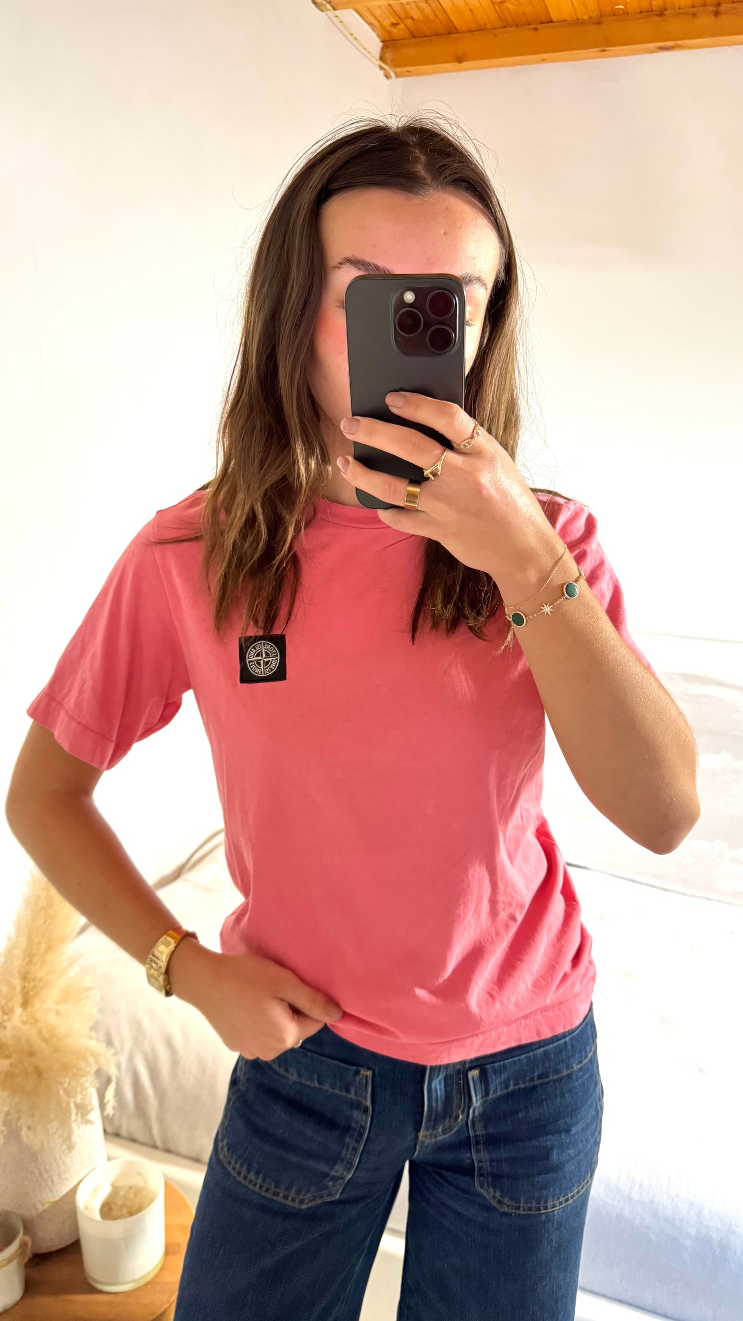 T-shirt rose Stone Island - S