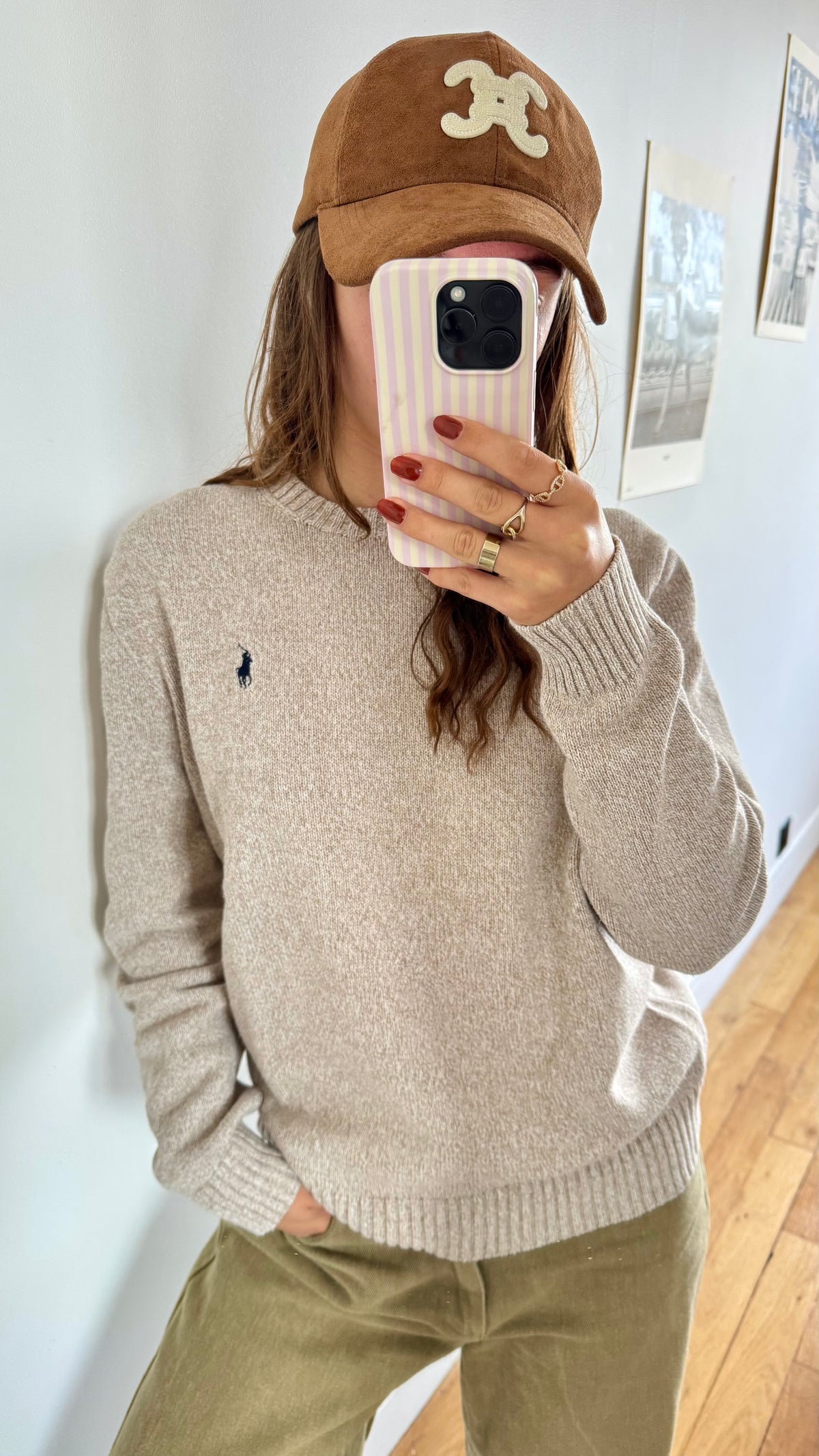 Pull en maille gris beige Ralph Lauren - S homme / M femme