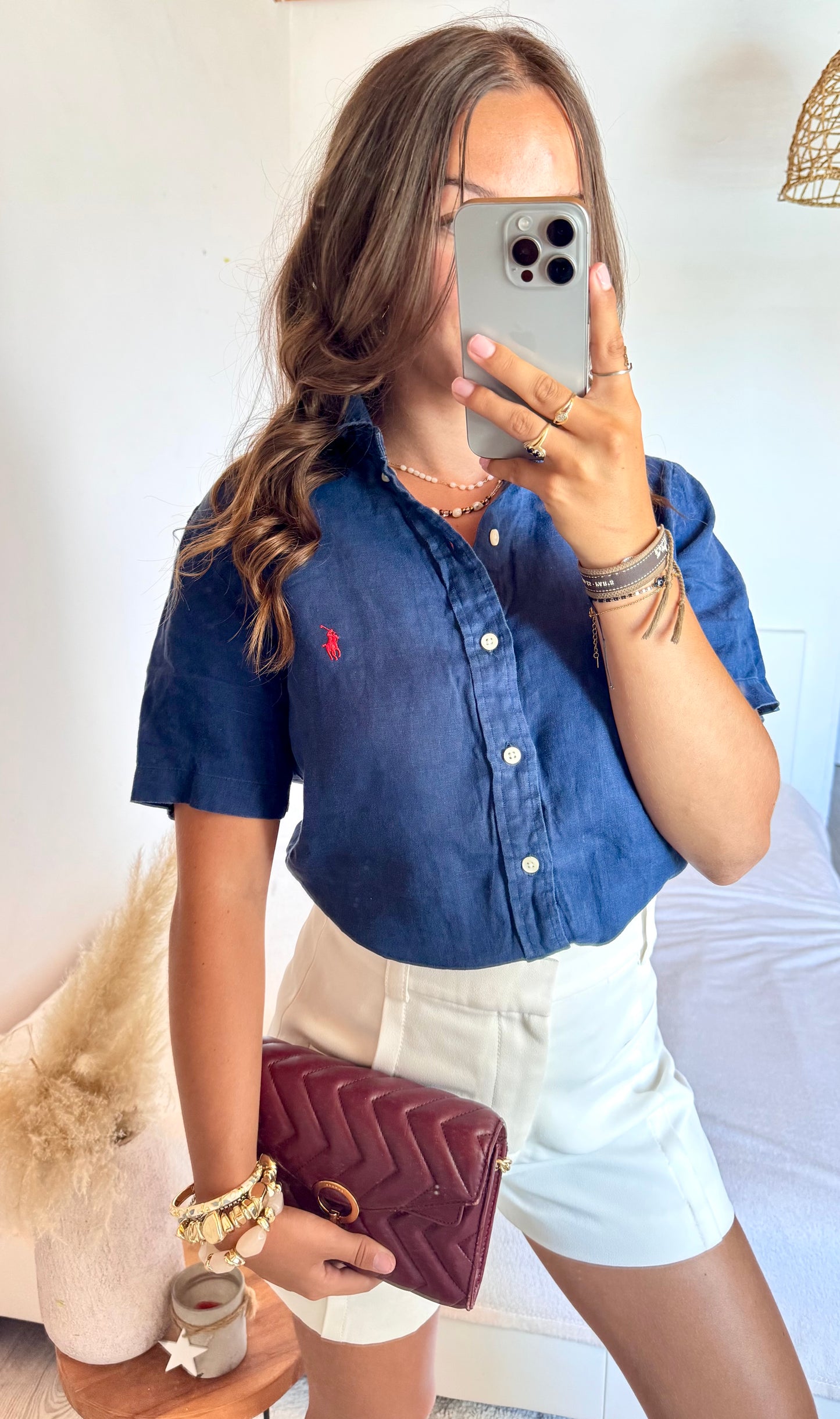 Chemise en lin bleu marine Ralph Lauren - XS