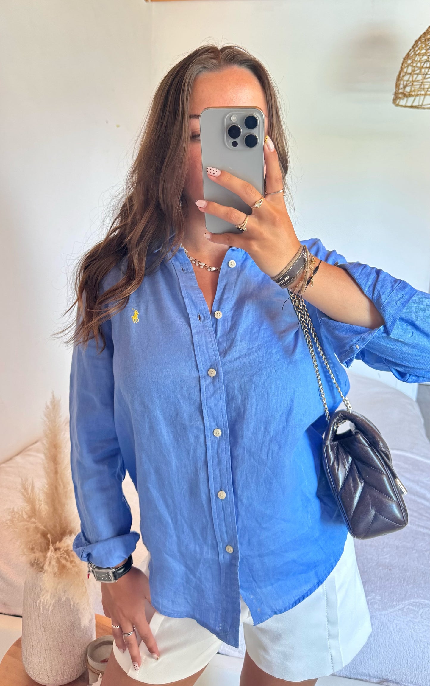 Chemise en lin bleu pastel Ralph Lauren - S
