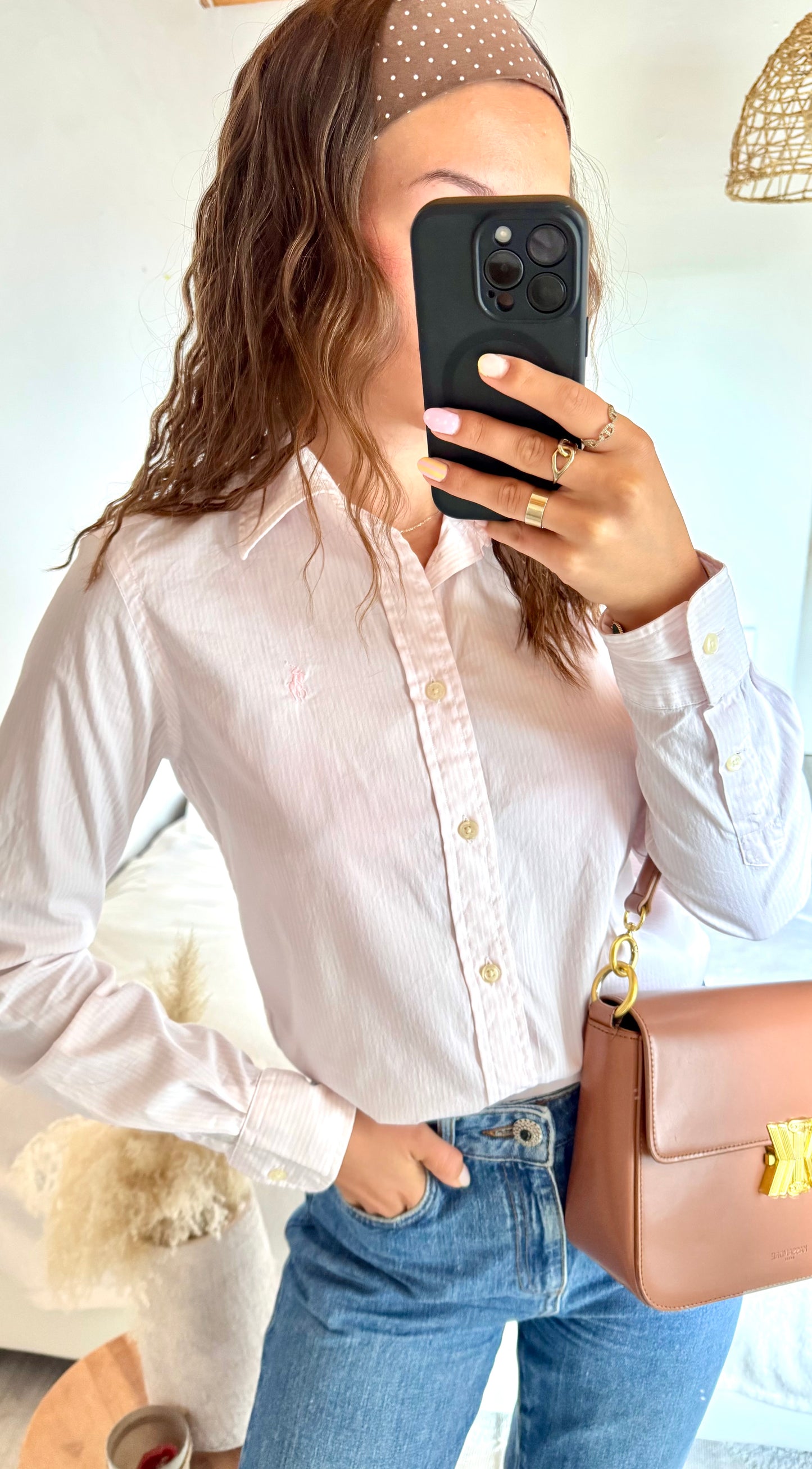 Chemise rayée rose Ralph Lauren - XS
