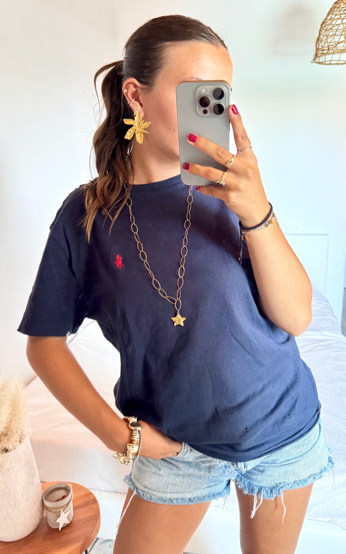 T-shirt col rond marine Ralph Lauren - L mixte