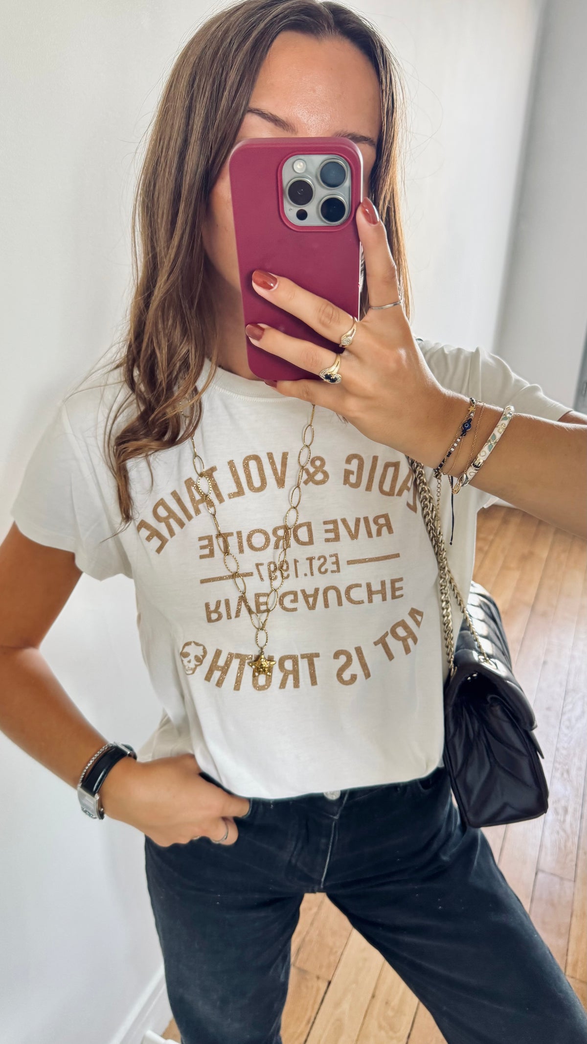T-shirt blanc et doré Zadig & Voltaire - S