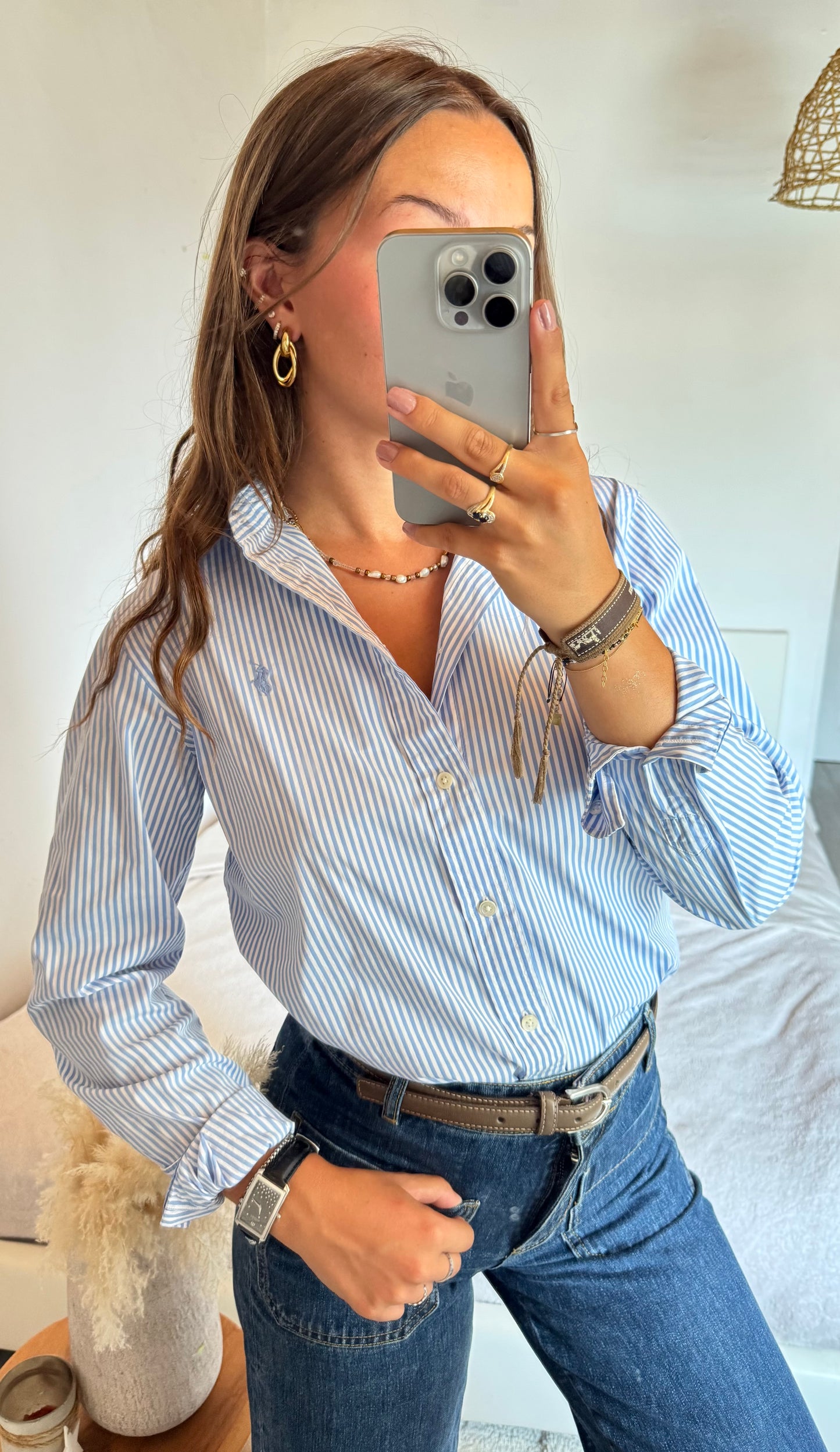 Chemise rayée bleu ciel Ralph Lauren - S