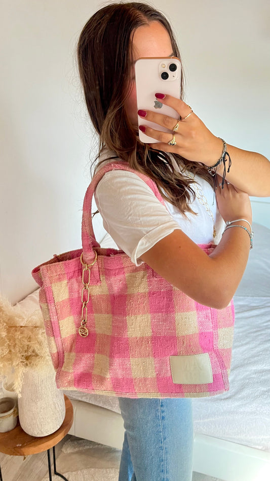 Sac cabas tweed rose Sandro