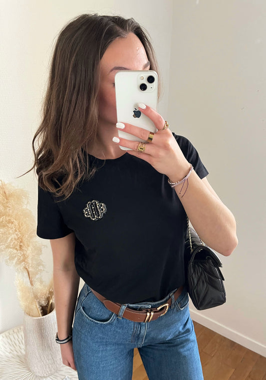 T-shirt noir Maje logo brillant - XS