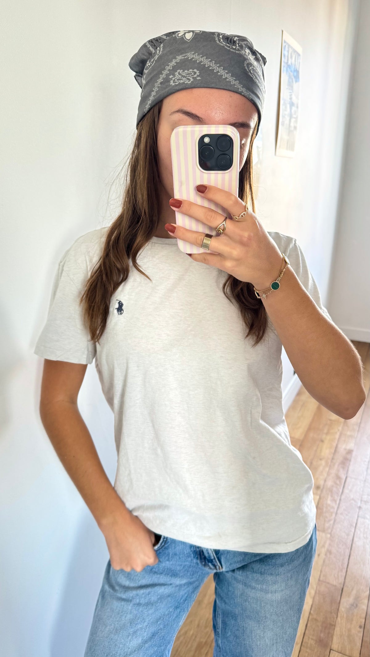 T-shirt col rond gris clair Ralph Lauren - S