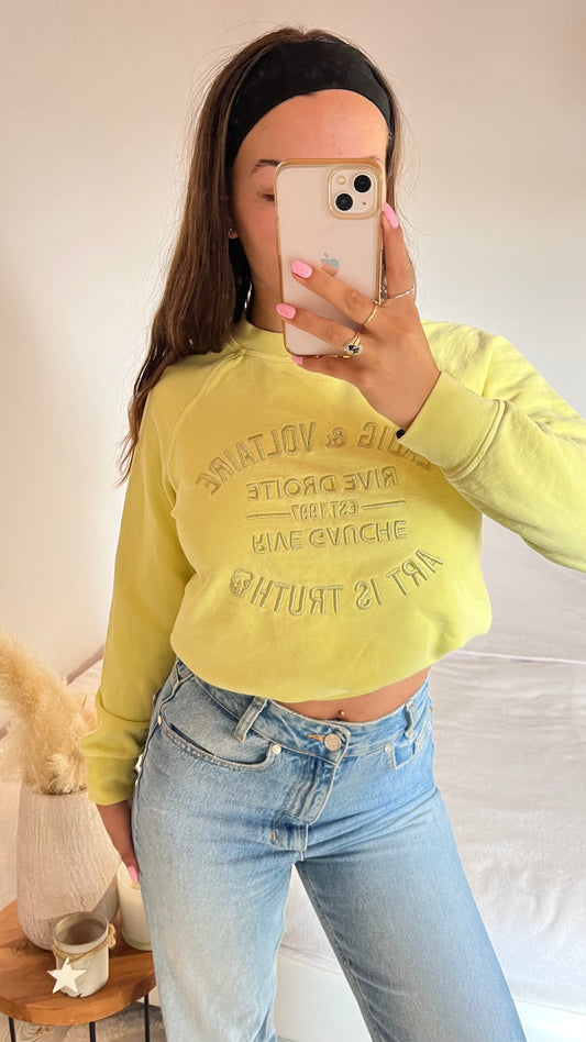 Sweat col rond jaune pastel Zadig & Voltaire - XS