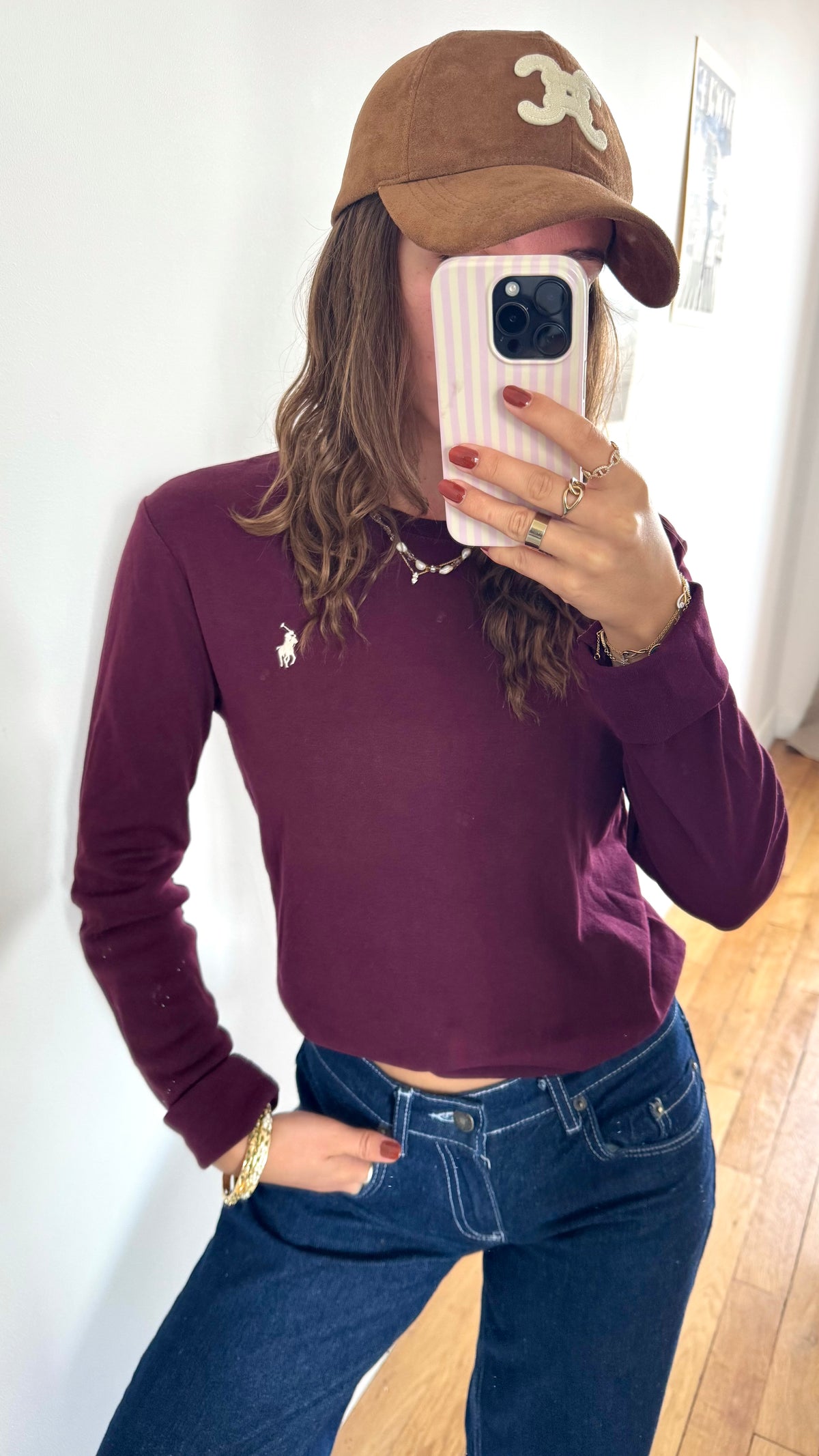 Pull en col rond bordeaux Ralph Lauren - M