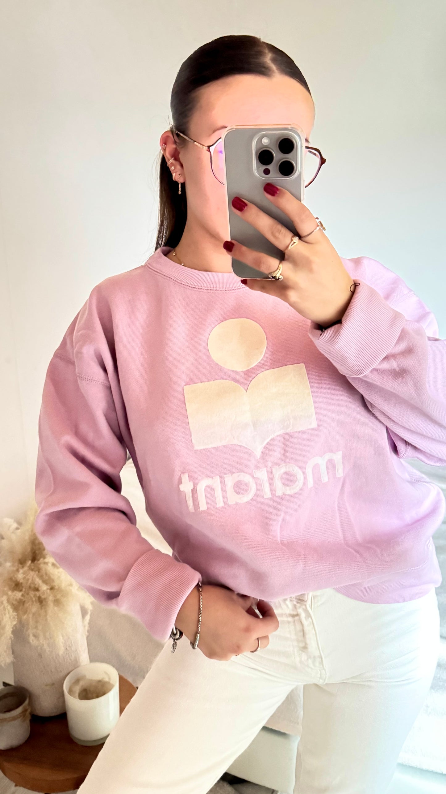 Pull col rond rose Isabel Marant - M