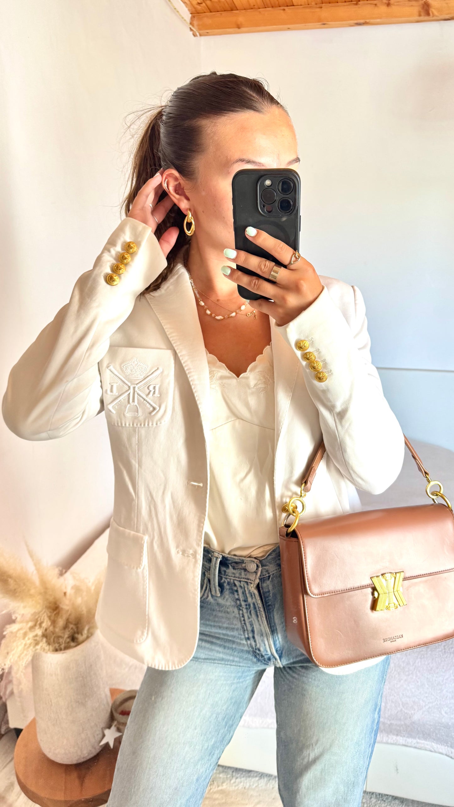 Blazer blanc cintré Ralph Lauren - S