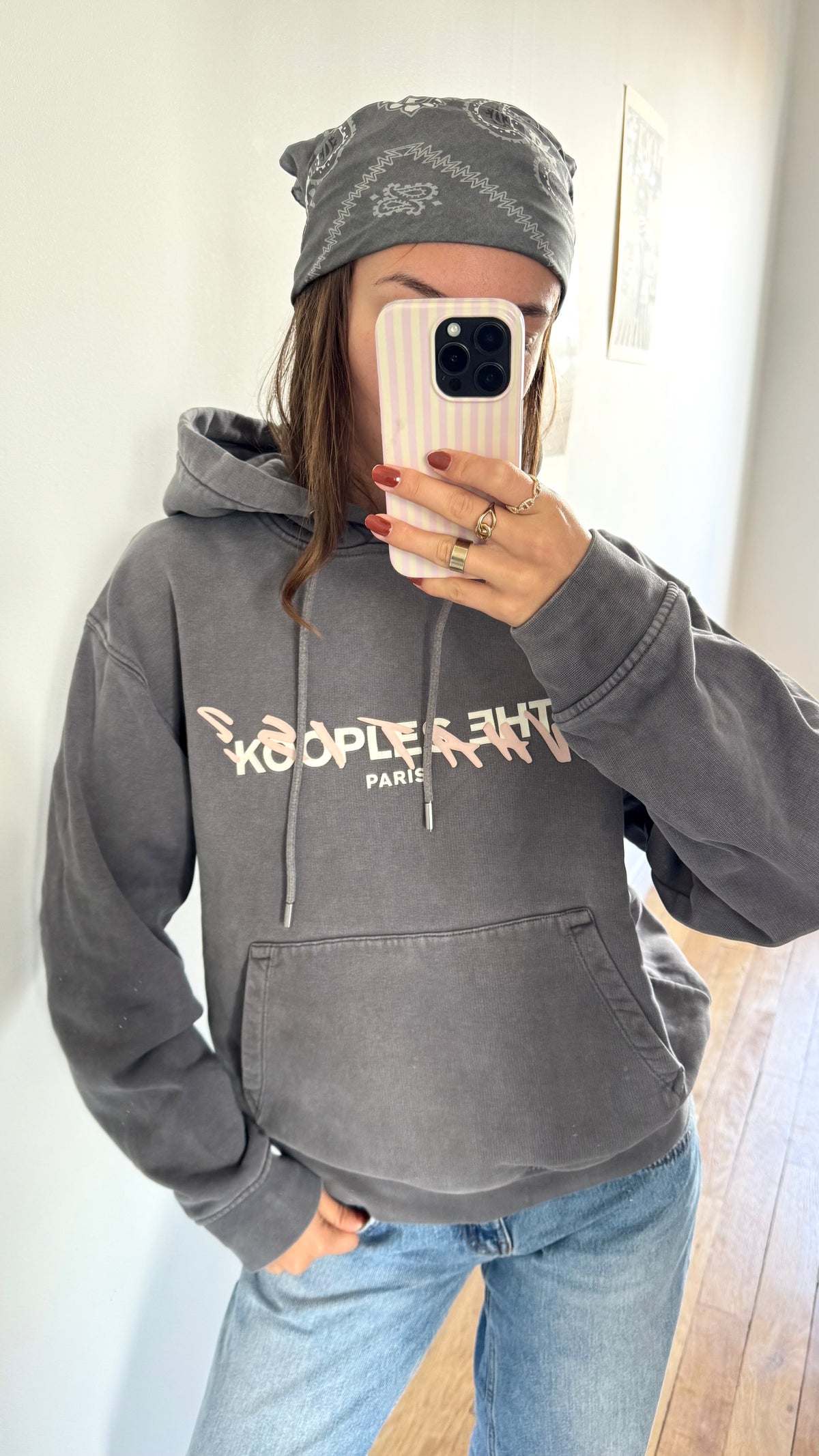 Sweat à capuche gris chiné The Kooples - S