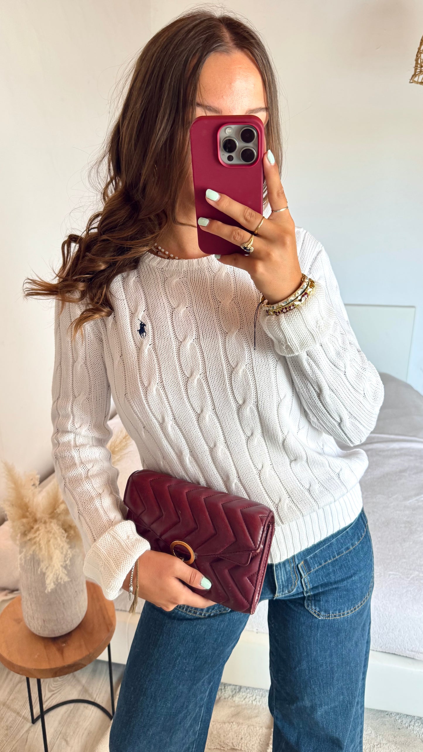 Pull torsadé blanc Ralph Lauren - M