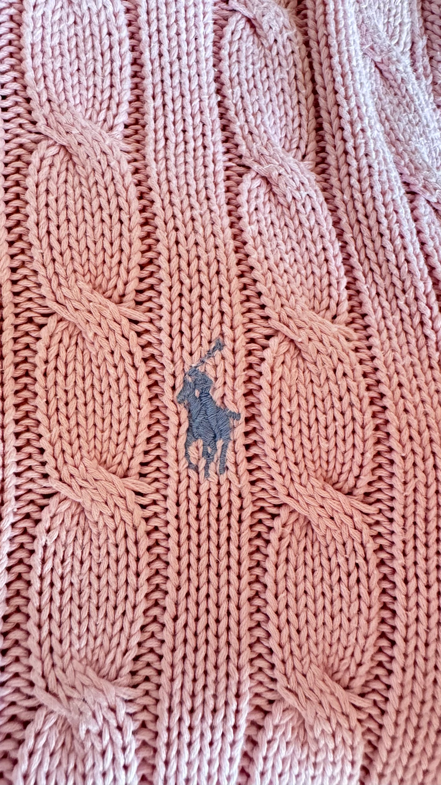 Pull torsadé rose pastel Ralph Lauren - M