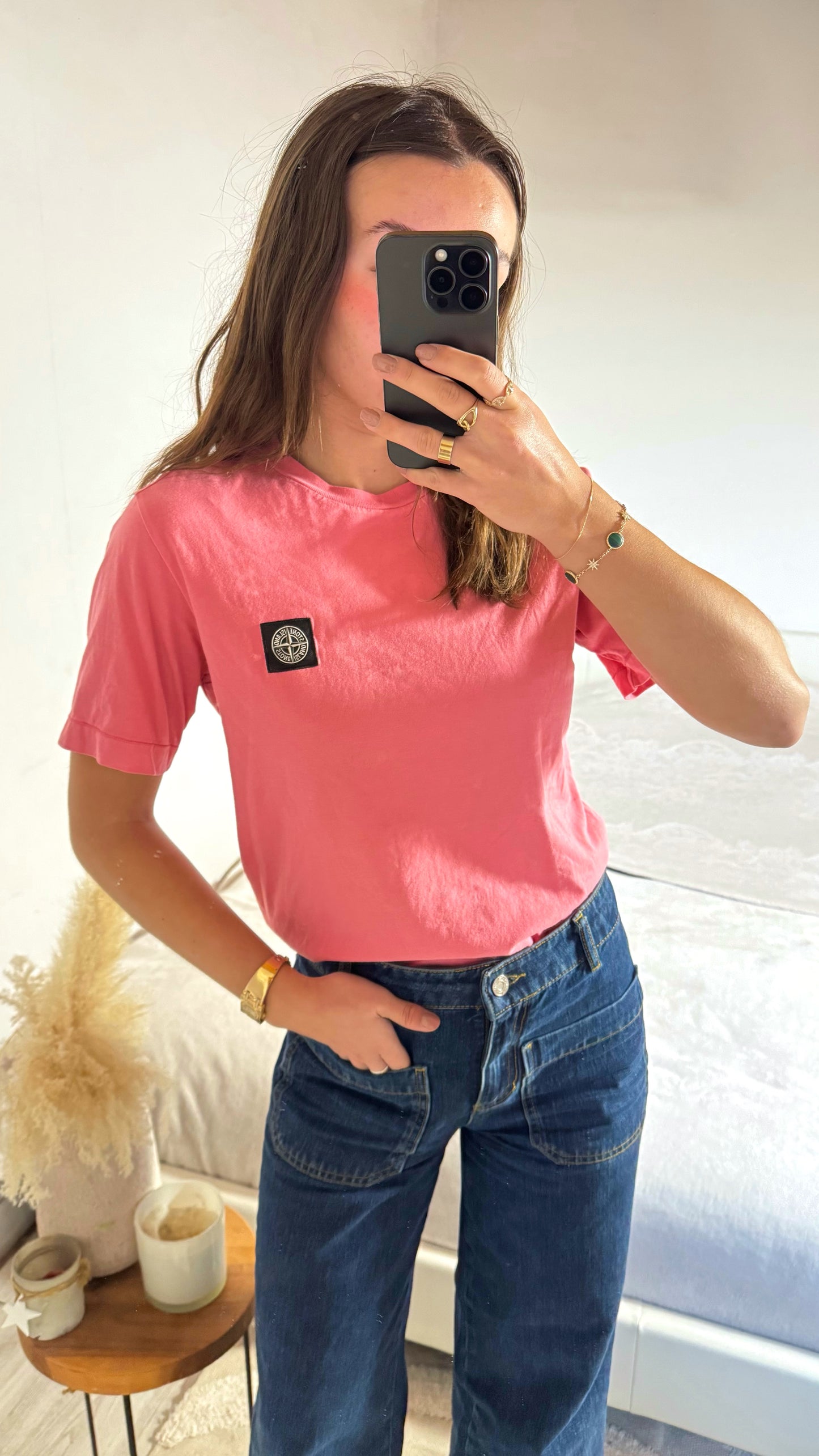 T-shirt rose Stone Island - S