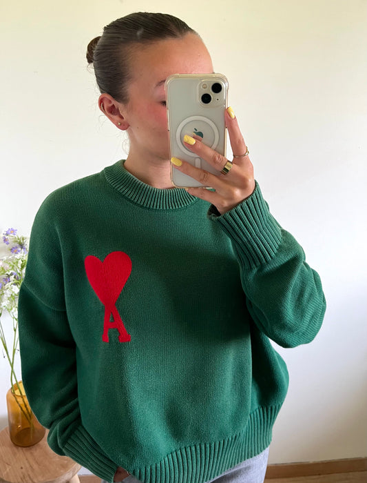 Pull vert sapin gros logo Ami Paris - M/L femme