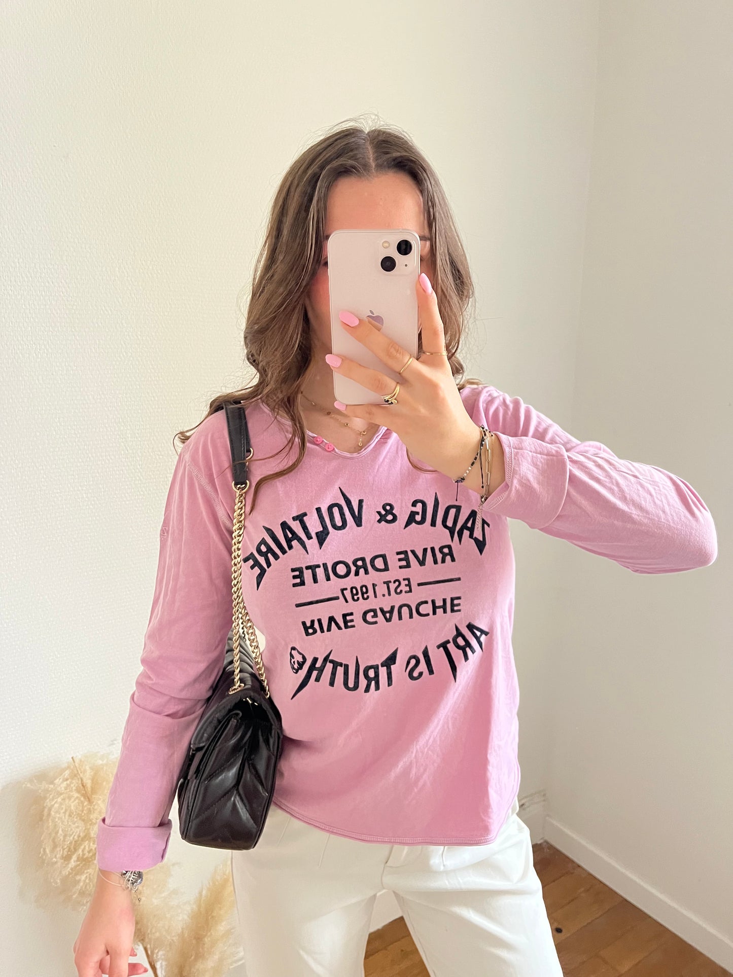 T-shirt manche longue rose Zadig & Voltaire - S