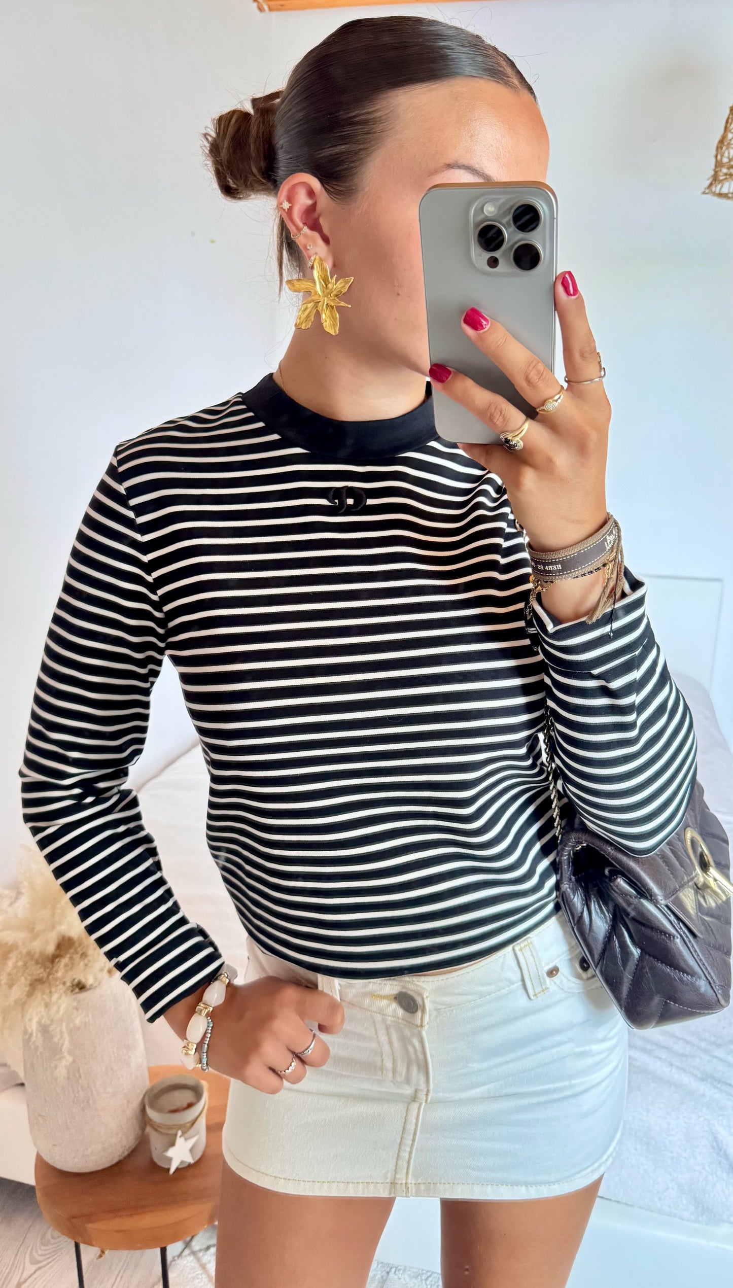 Pull marinière brodé noir Claudie Pierlot - S