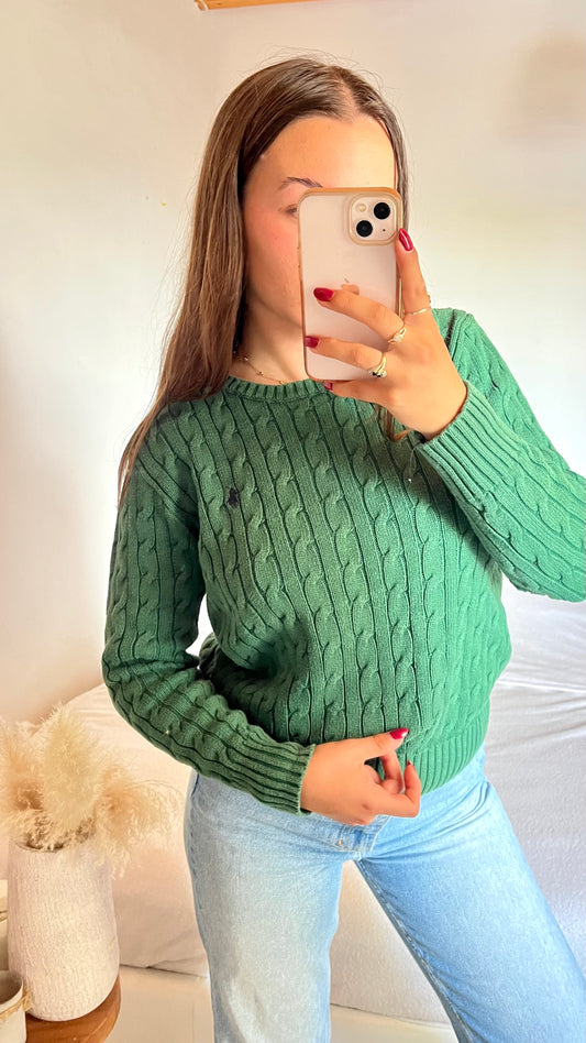 Pull torsadé vert sapin Ralph Lauren - S