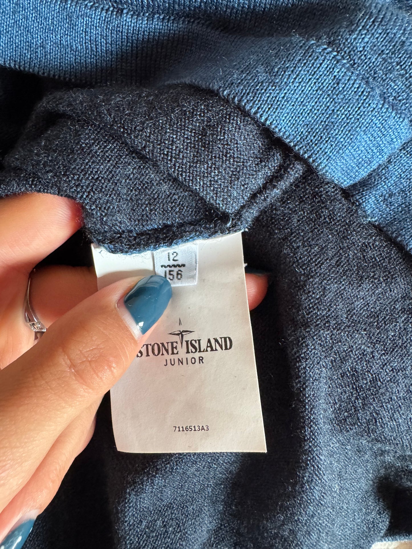 Pull col rond bleu Stone Island - S