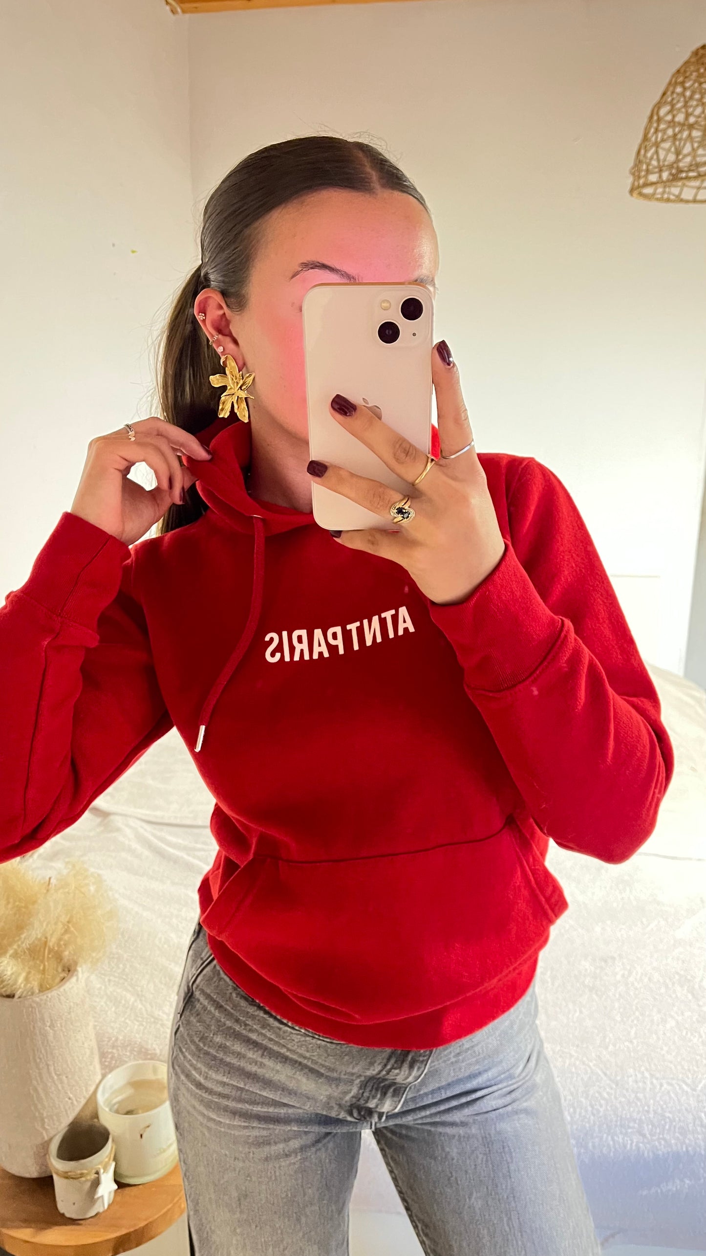 Sweat à capuche rouge ATNT PARIS - XS
