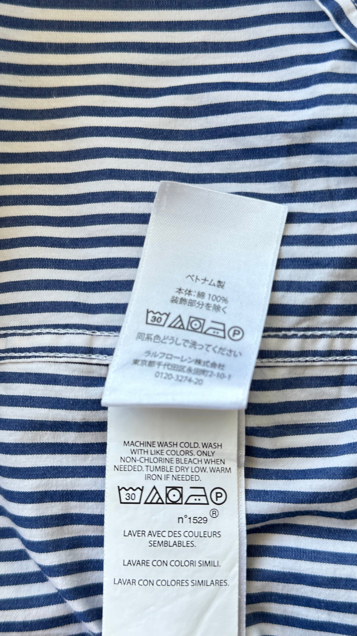 Chemise rayée bleue Ralph Lauren - XS