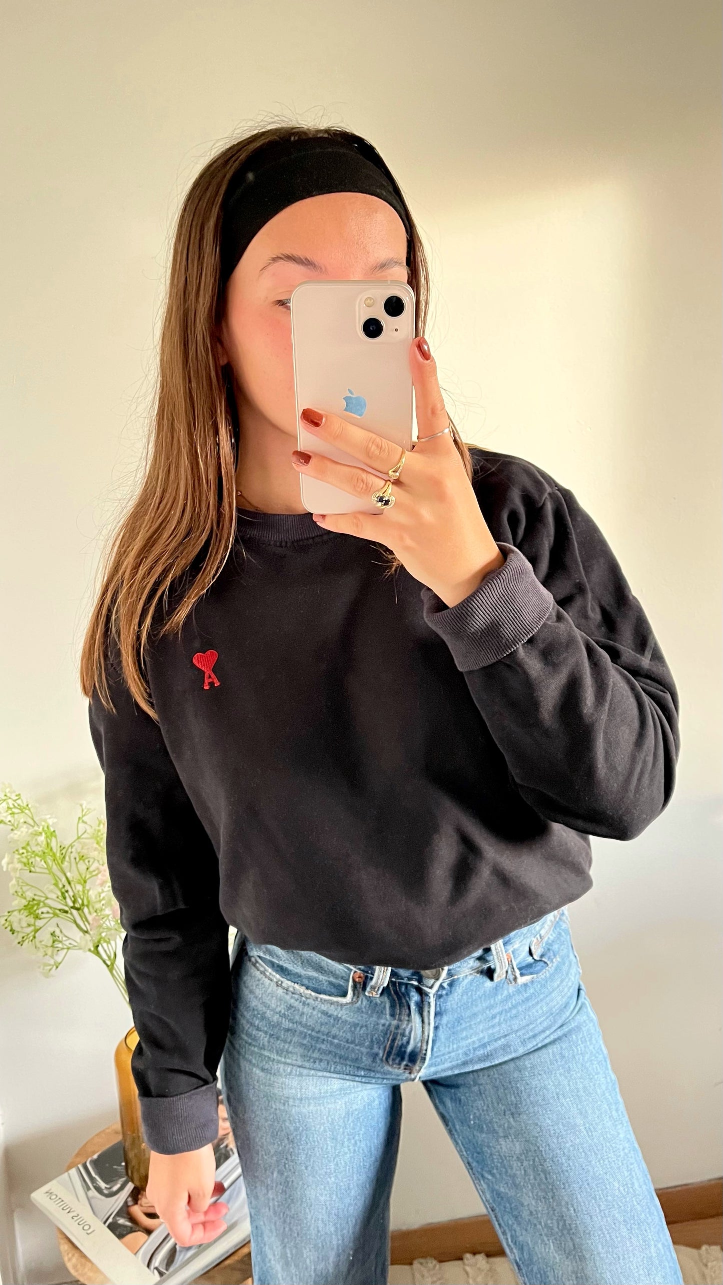 Sweat col rond noir Ami Paris - S