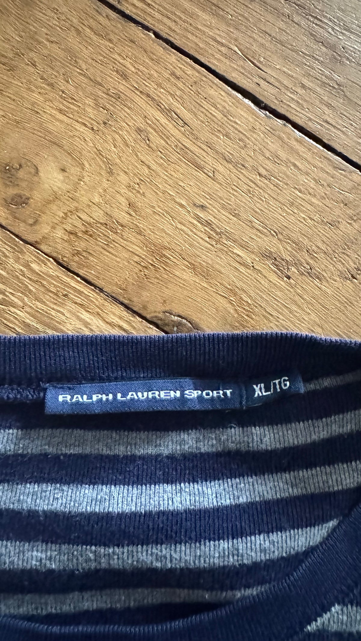 Pull col rond rayé gris Ralph Lauren - L