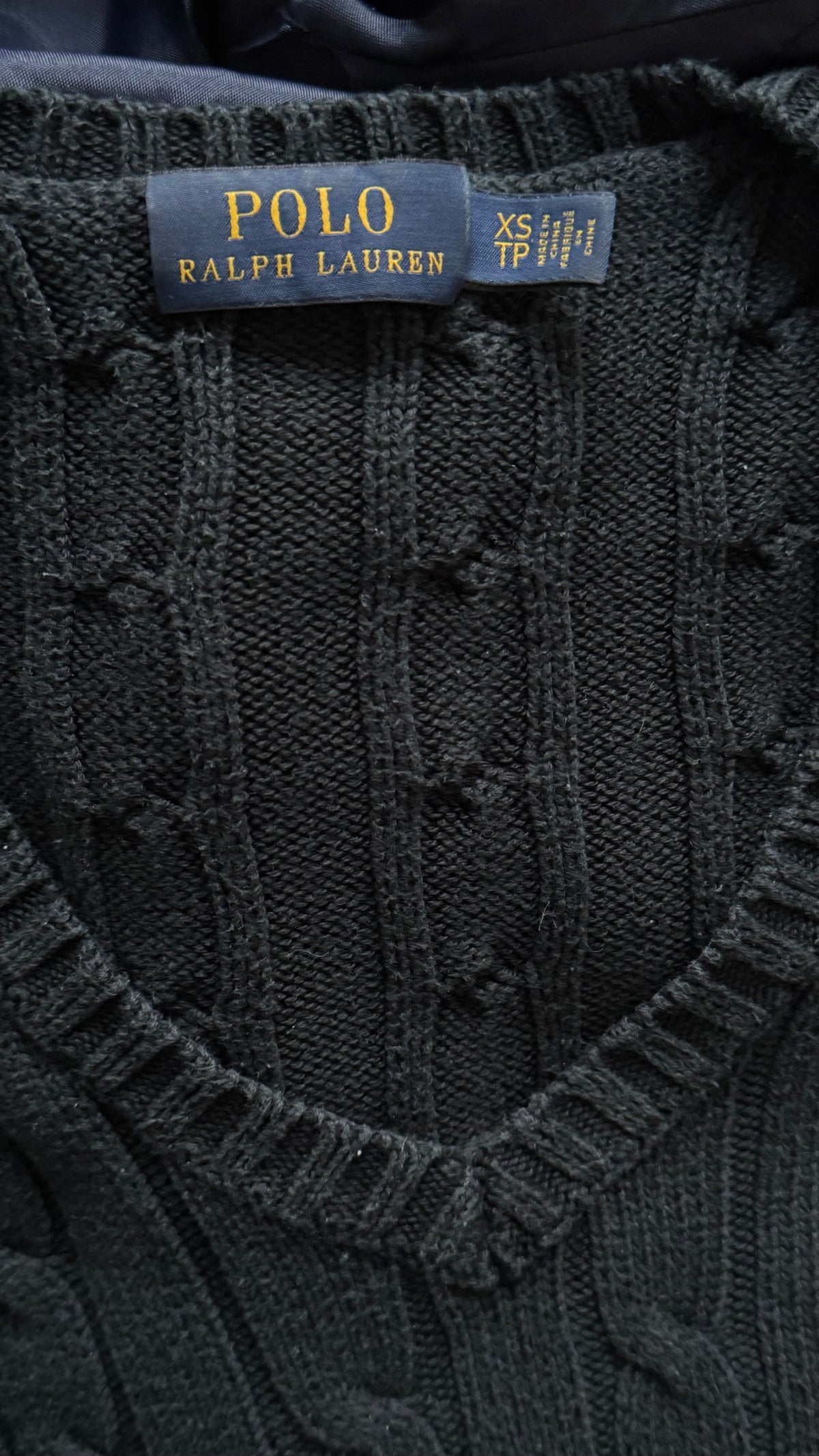 Pull torsadé noir col V Ralph Lauren - XS