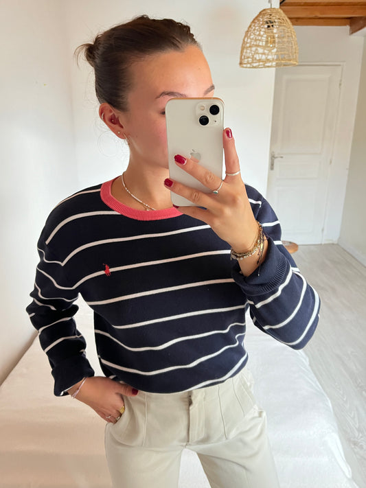 Pull col rond rayé Ralph Lauren - S